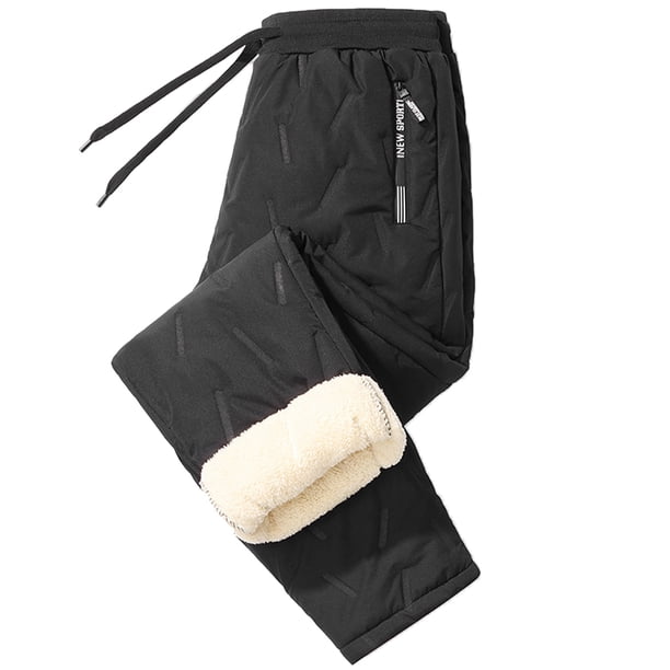 WDOplteas Pantalón Grueso para Hombre Pantalón Térmico Lana Cálido para Invierno Con (Negro Recto 2XL)