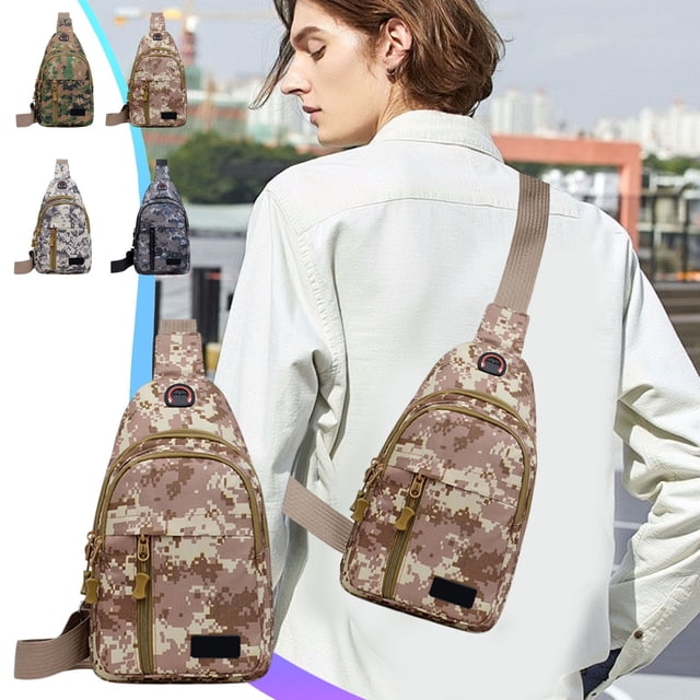 La mejor bolsa de camuflaje para hombres y mujeres - Mochila de pecho estilo militar con 4 compartimentos para senderismo, viajes y uso diario