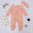 thumbnail image 1 of XDZJLR Girls Rompers Newborn Baby Boys Spring Fall Clothes Knit Ruffle Footies with Headband Outfit Orange 3-6 Months, 1 of 7