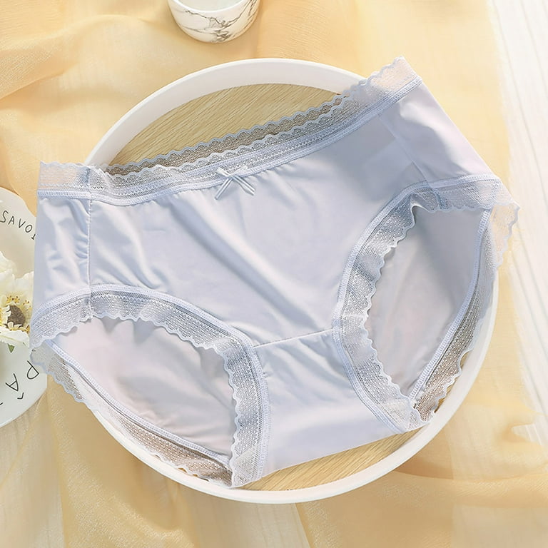 XMMSWDLA Lace Ice Silk Underwear Women High Waist Tummy Control