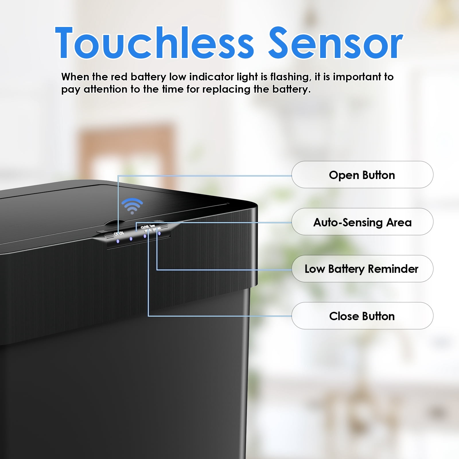 Arlopu 13.2 Gallon Motion Sensor Trash Can Automatic Stainless Steel Garbage Can with Soft-Close Lid