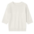 thumbnail image 6 of Women's Solid Knit Quarter Sleeve Round Neck Casual Sweater Top, 6 of 7