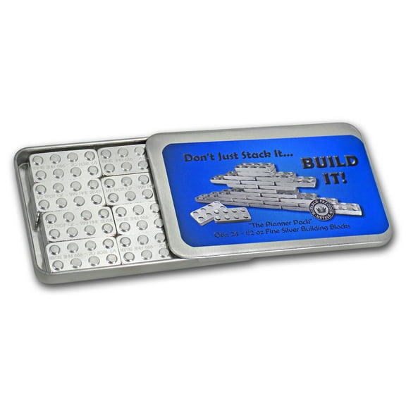 1/2 oz Silver Building Block Bars - 24-Piece Planner Pack