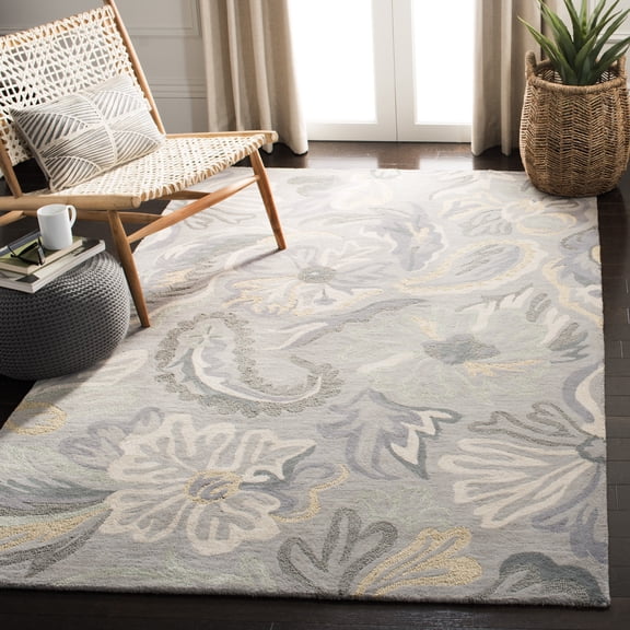 Safavieh Jardin Marcella Floral Wool Area Rug, Gray/Dark Gray, 5' x 8'