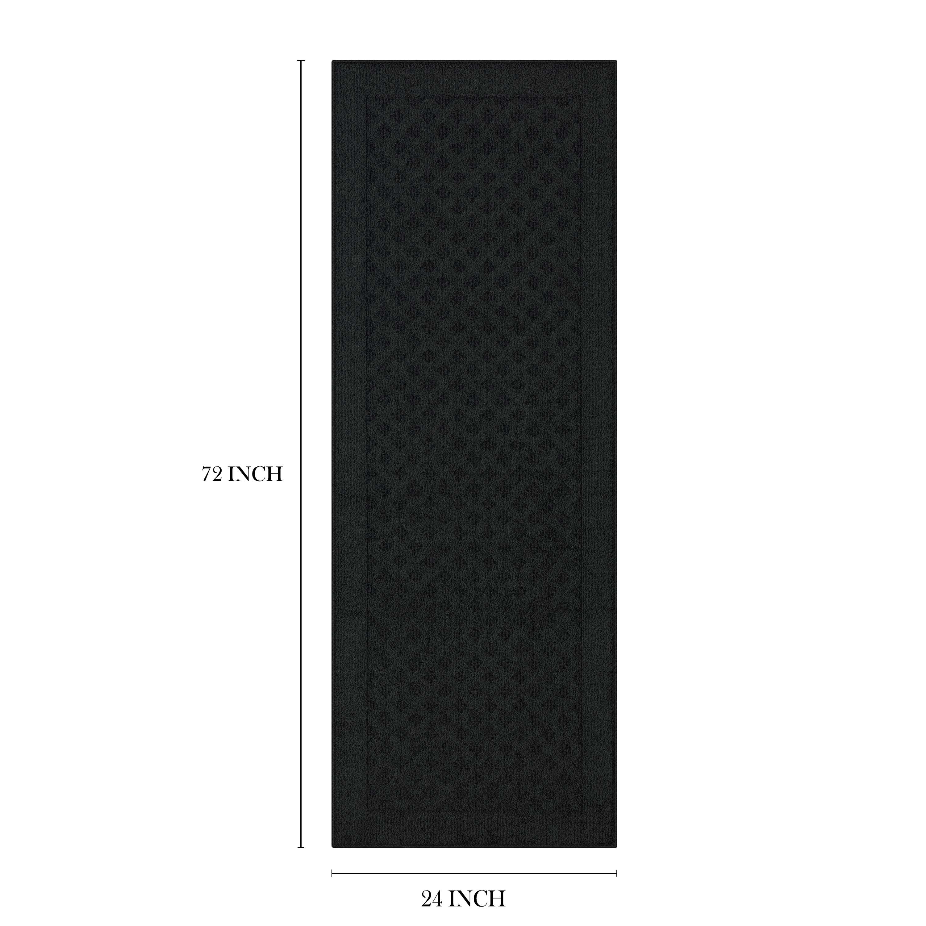 Mainstays Dylan Solid Diamond Olefin Black Indoor Runner Rug, 2'x6'