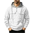 thumbnail image 3 of MASRIN Cargo Hoodies for Men 1/4 Zip Colorblock Drawstring Long Sleeve Hooded Sweatshirt Lightweight Gym Athletic Jogger Pullover Sweatshirts with Multi Pockets White L, 3 of 6