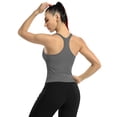 thumbnail image 5 of Charmo Women's Scoop Neck Ribbed Tank Tops Slim Straps Cropped Tops Built in Bra, 5 of 6