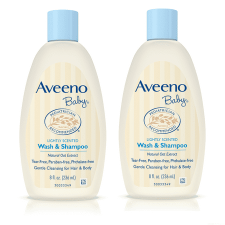 (2 Pack) Aveeno Baby Gentle Wash & Shampoo with Natural Oat Extract, 8 fl.
