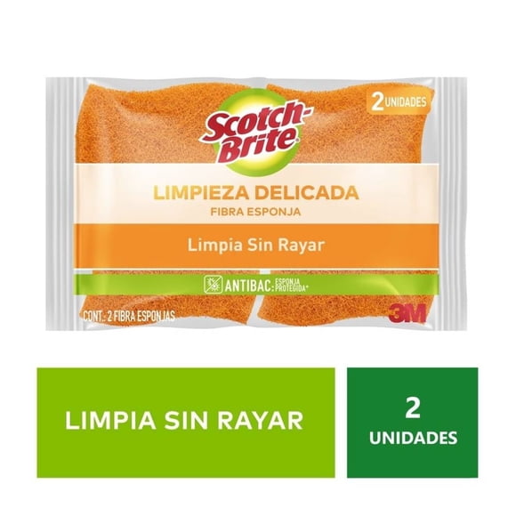 Fibra esponja Scotch Brite 3M cero rayas 2 pzas