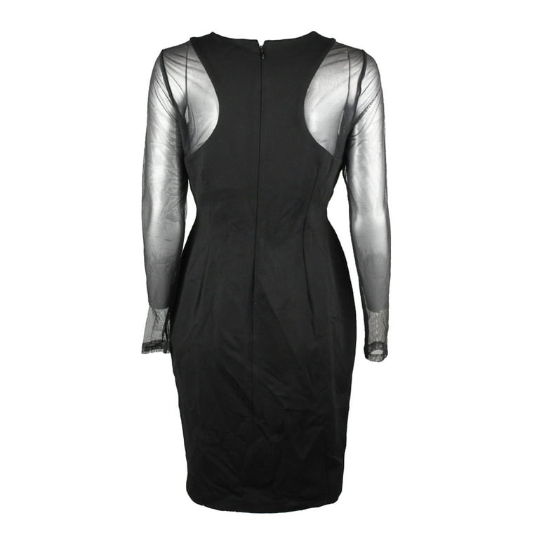 Calvin Klein Black Illusion Sleeve V Neck Sheath Dress 8 Walmart