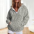 thumbnail image 2 of CONZONE Womens Oversized Hoodies Long Sleeve Zip Up Leopard Hooded Sweatshirts for Women Drawstring Fall Winter Pullover Tops with Pocket, 2 of 4