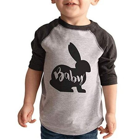 

7 ate 9 Apparel Kids Baby Bunny Happy Easter Grey Raglan
