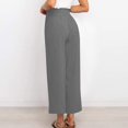 thumbnail image 2 of Gibobby Pantalones para mujer Pantalones casuales de mujer Cintura elástica Pantalones cómodos sólidos con pierna ancha y bolsillos(Gris,G), 2 of 4