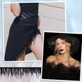 thumbnail image 5 of 2 Yards Black Ostrich Feather Trim 3.15-3.94 Inches Feathers Fringe Ribbons Trim for Sewing Decorative Feathers Ribbon for Crafting Dress Masquerade Party Costumes, 5 of 7