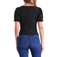 thumbnail image 3 of INSPIRE CHIC Women's Square Neck Ruffle Short Sleeve Summer Casual T Shirts XS Black, 3 of 6