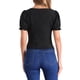 thumbnail image 3 of Camisetas casuales de verano para mujer con cuello cuadrado y volantes en las mangas cortas S negras INSPIRE CHIC, 3 of 6