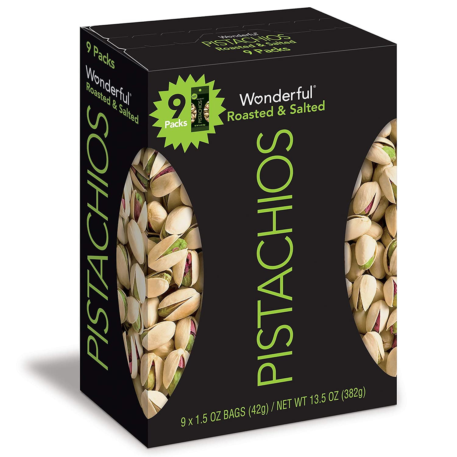 Wonderful Pistachios Roasted And Salted Nuts 1 5 Ounce Bag Pack Of 9 Walmart Com