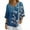 Blue Bamboo Leaves, variant on Dragonfly Lotus Flower Leaves Print 3/4 Length Sleeve Womens Tops V Neck Button Down Shirts Loose Dressy Casual Pullover Business Outfit Blouses, M