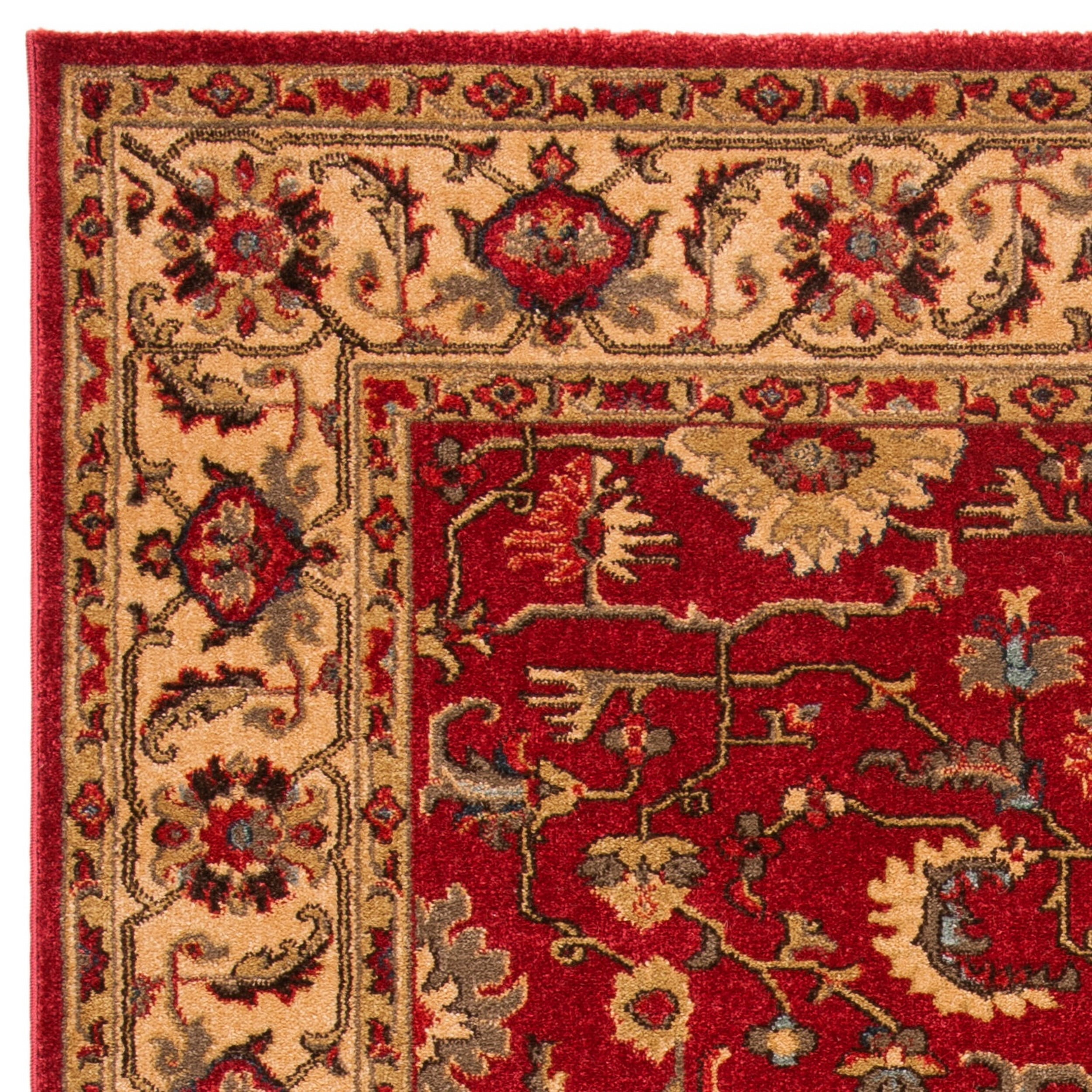 SAFAVIEH Mahal Bentley Floral Bordered Area Rug, Red/Beige, 4' x 5'7"