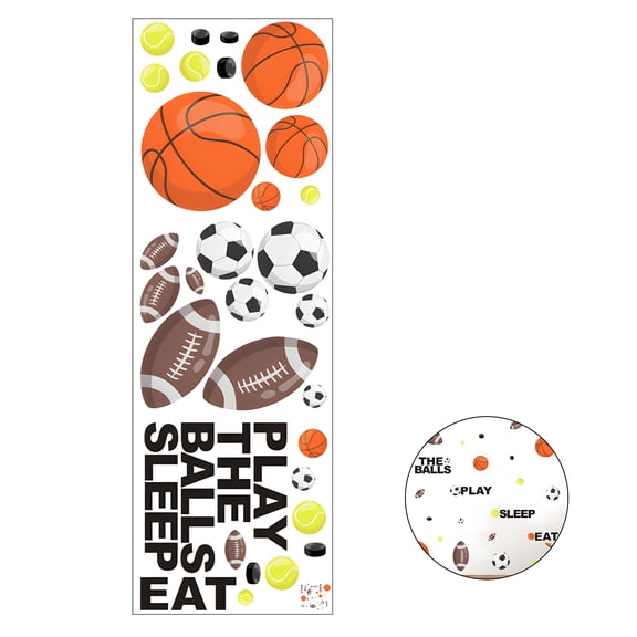 CCOCC Playroom Wall Decor,Eco Friendly Pvc Basketball Room Decor,Sports Theme Elements 3D Sticker Scene,Style1