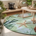 thumbnail image 3 of Round Area Rugs 3.3Ft, Sage Green Coastal Non-Slip Washable Circle Rugs Carpet, Summer Ocean Starfish Shell Indoor Outdoor Rug Floor Mats Throw Runner for Bedroom Living Room Bathroom, 3 of 8