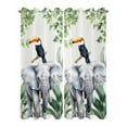 thumbnail image 2 of nqOlkjepod Outdoor Curtains for Patio Waterproof, Tropical Elephant Bird Outdoor Privacy Panels Grommet, Watercolor Summer Palm Leaf Blackout Outside Curtains for Porch/Cabana 54"x84", 2 Panels, 2 of 8