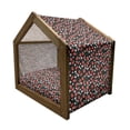 thumbnail image 2 of Strawberry Pet House, Fresh Summer Fruits Blooming Daisies Pattern on Dark Backdrop, Outdoor & Indoor Portable Dog Kennel with Pillow and Cover, 5 Sizes, Jade Green Scarlet, by Ambesonne, 2 of 5