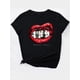 thumbnail image 3 of Camiseta De Mujer Camisetas Femeninas Verano Estampado De Ropa Casual Con Cuello RedondoBlack Women's Casual Fashion Top with "Person Hidden in Mouth" Print, Round Neck, Short Sleeve T-ShirtFather's, 3 of 7