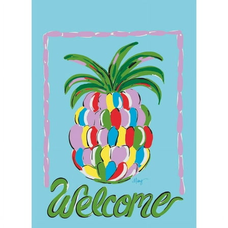 Magnolia Garden Flags M010015 13 x 18 in. Pinapple Welcome Polyester Garden Flag