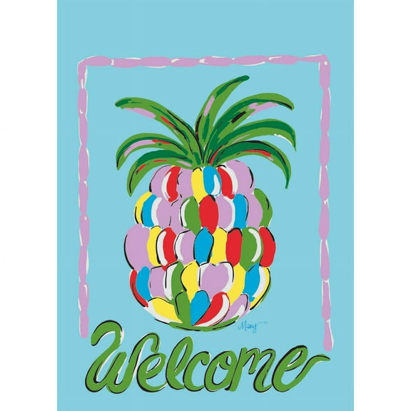 Magnolia Garden Flags M010015 13 x 18 in. Pinapple Welcome Polyester Garden Flag