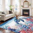 thumbnail image 2 of Nautical Coastal Area Rugs 8'x10', Washable Small Throw Rugs for Living Room Patio, Ocean Underwater Turtle Coral Plants Waves Indoor Outdoor Rug Non-Slip Low Pile Carpet Runner Reversible Floor Mats, 2 of 8
