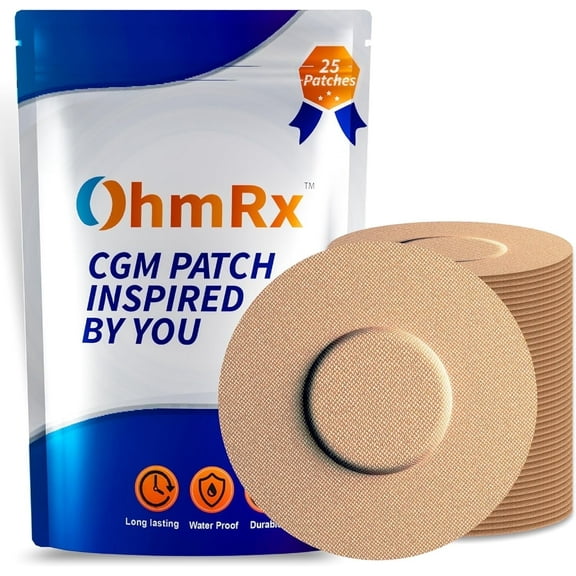 OhmRx Waterproof Adhesive Sensor Covers for Freestyle Libre 2, Pack of 25, Tan, FSA/HSA Eligible