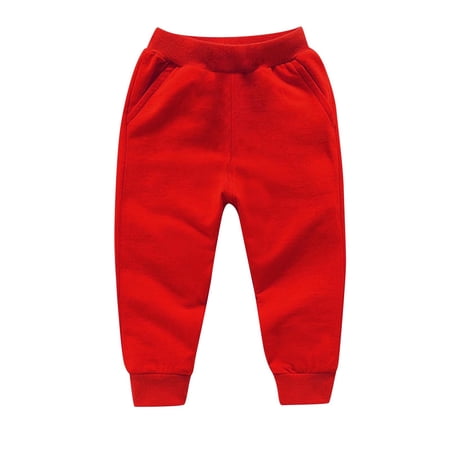 Babcutegg Boys Pants Side Pockets Jogger Pants Soild Color Toddler Boys Outwear Red