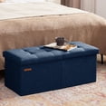 thumbnail image 2 of Banco otomano HAUSFRAU plegable de 80 cm con almacenamiento, color azul marino, 2 of 6