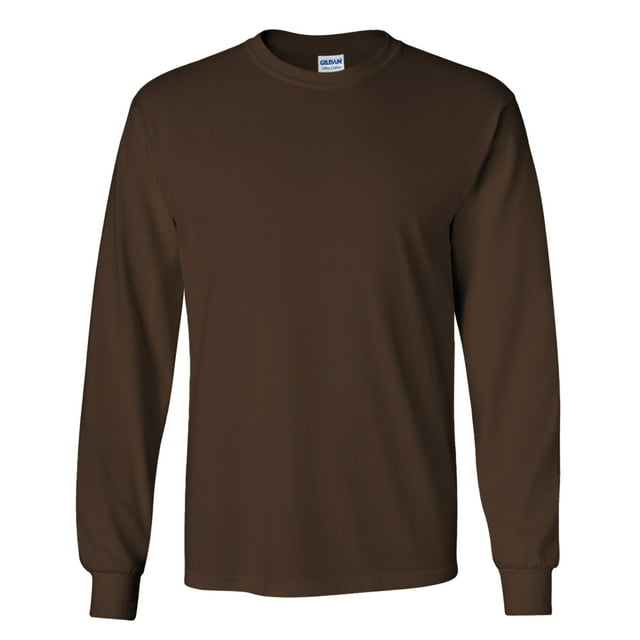 Gildan - Camiseta básica de manga larga para hombre- 22 colores diferentes (Marrón chocolate)
