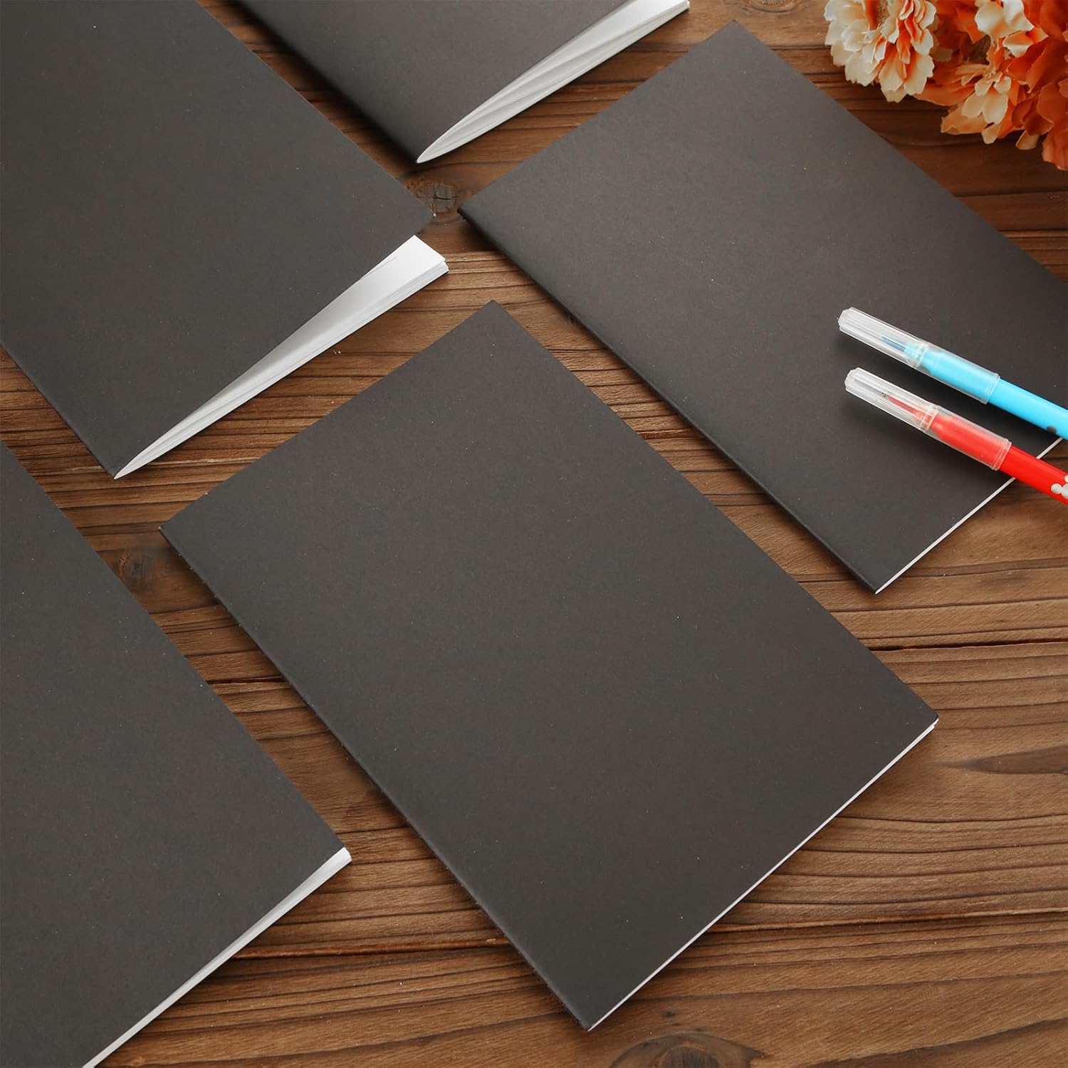 Slaprin 20 Pack A5 Blank Kraft Notebooks, Bulk Pack 8.3” x 5.5” Notebooks 36 Sheets 72 Pages, Lined Travel Notebooks for Writing, Making Plans,  Office Supplies(Black)
