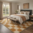 thumbnail image 2 of 2x6 Area Rugs for Hallway Machine Washable Non Slip Low Pile Runner, Minimalist Checkerboard Print Rug for Laundry Room, Bedroom, Bathroom, Entryway, Indoor Floor Mat Honey Beige, 2 of 3