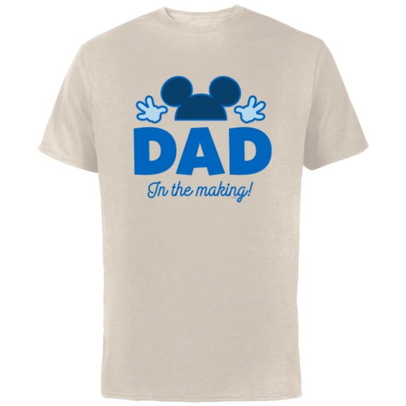 Disney Mickey Mouse Dad in The Making - Short Sleeve Cotton T-Shirt for Adults - Customized-Natural