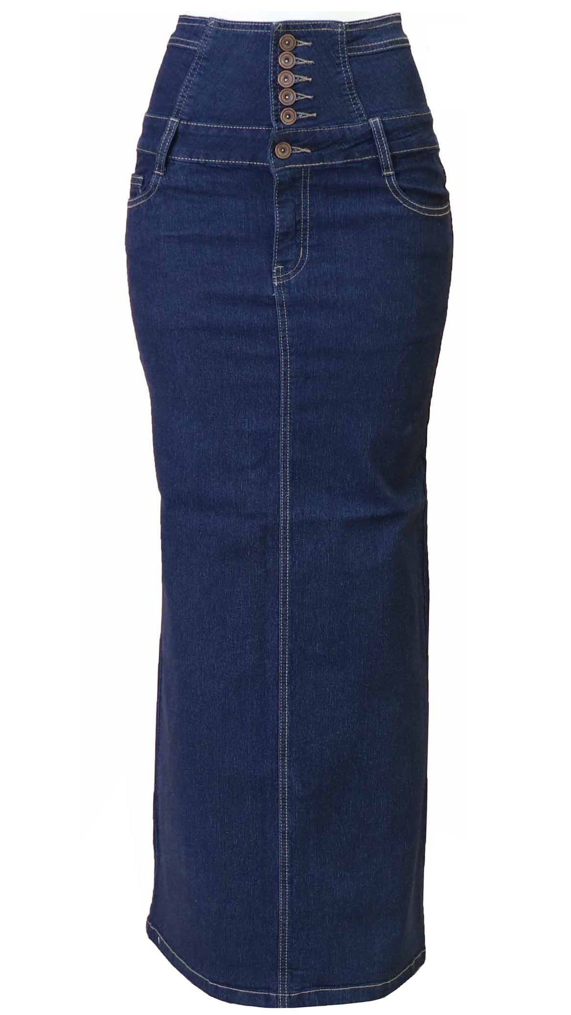 knee length pencil denim skirt