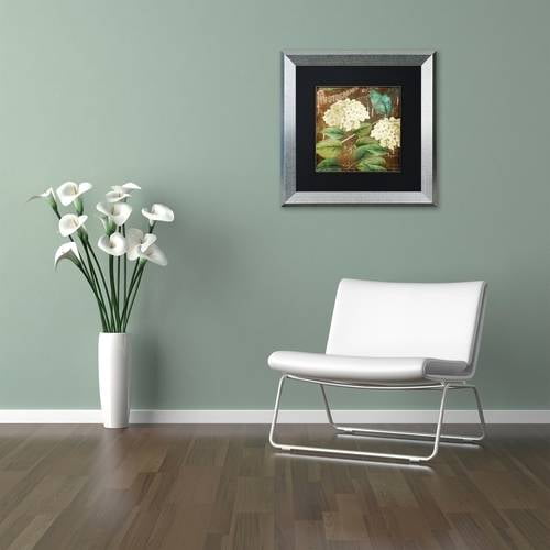 Trademark Fine Art "Alabaster Hydrangea" Canvas Art by Color Bakery Black Matte, Silver Frame