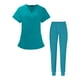 thumbnail image 2 of Uniforme Set Pantalones Cuello en V Cómodo Multibolsillo Unisex Lavable a máquina Traje elástico suave para mujeres y hombres L azul Sunnimix Blusa y pantalones médicos, 2 of 8