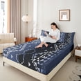 thumbnail image 4 of Homewish Chic Navy Stripes Twin Sheet Sets, Aztec Triangle Abstract Twin Fitted Sheet, Vintage Bohemian Style Flat Sheet, Ultra Soft Bedroom Decor, 3pcs, 4 of 7