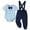 Navy Blue, variant on SANMIO Newborn Infant Baby Boy Clothes Summer Short Sleeve Romper and Pants Outfits Set 0 3 6 12 18 Months