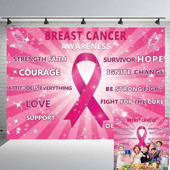 Breast Cancer Awareness Backdrop Banner Party Supplies Poster Movie Theme Background for Photography Kids Birthday Decorations