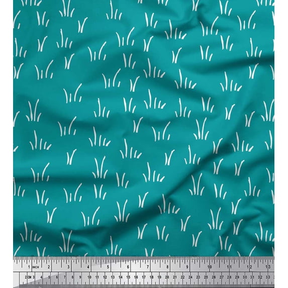 Soimoi Green polyester Crepe Fabric Brush Stroke Abstract Decor Fabric Printed Yard 52 Inch Wide