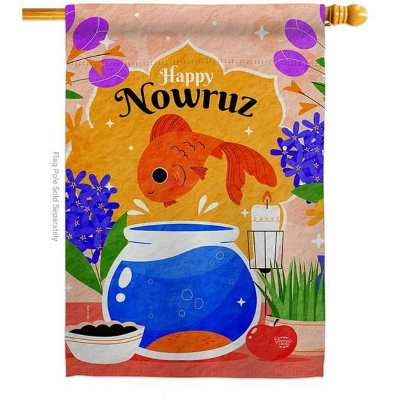 Ornament Collection H192481-BO Nowruz Celebration Double-Sided Garden Decorative House Flag, Multi Color