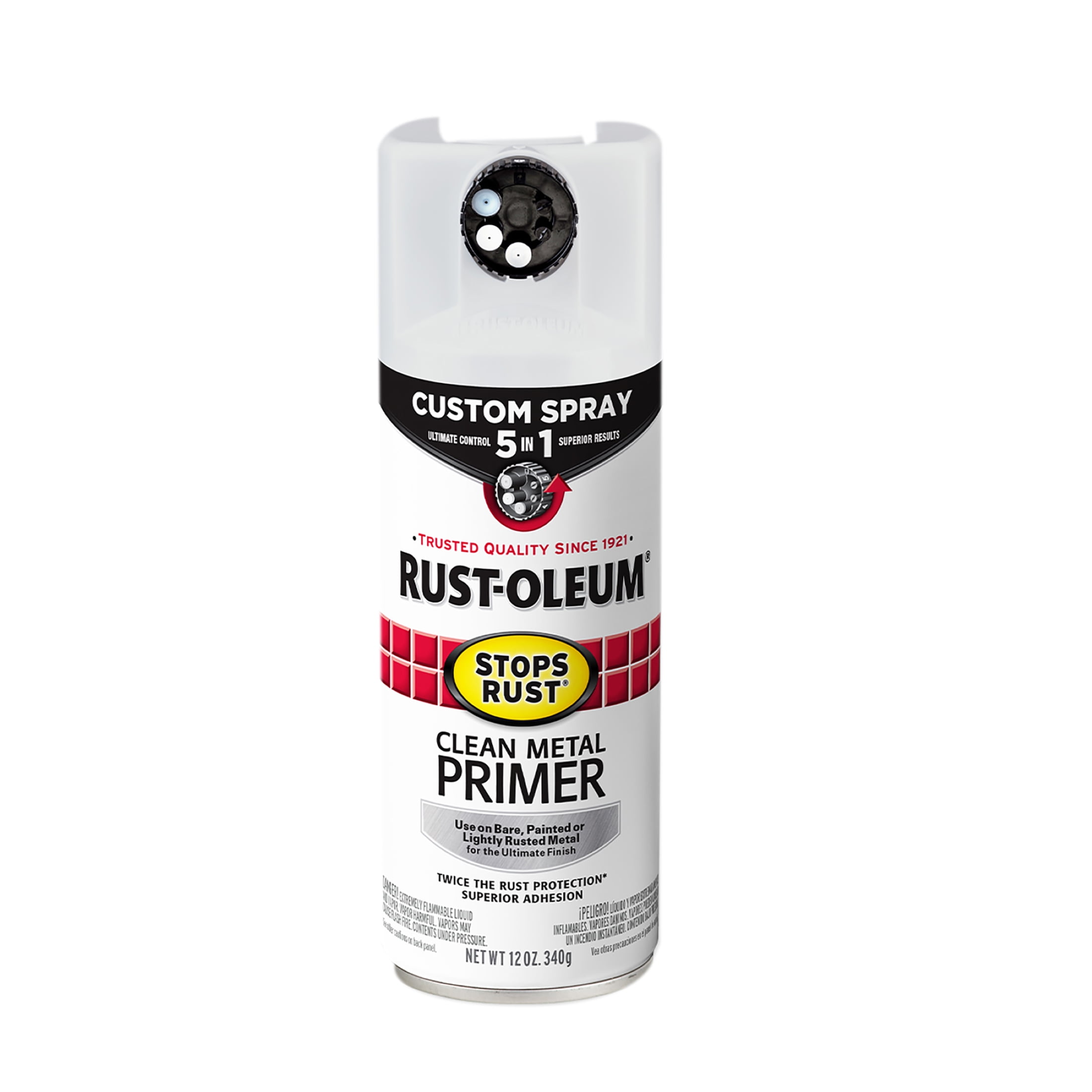 Rust-Oleum Stops Rust Custom 5-in-1 Flat Clean Metal Primer Spray-136439, 12 oz, 6 Pack