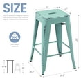 thumbnail image 3 of 24 Inch Metal Bar Stools Set of 2, Stackable Backless Industrial Stools for Indoor Outdoor Kitchen Dining Patio Garden Classroom (Distressed Mint Green), 3 of 10