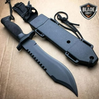 8.5 Fixed Blade Tactical Hunting Knife with Paddle ABS Belt Loop Holster  Sheath - MEGAKNIFE