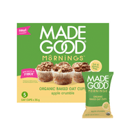 MadeGood Mornings Organic Apple Crumble Baked Oat Cups, 5 Count, 1.23oz